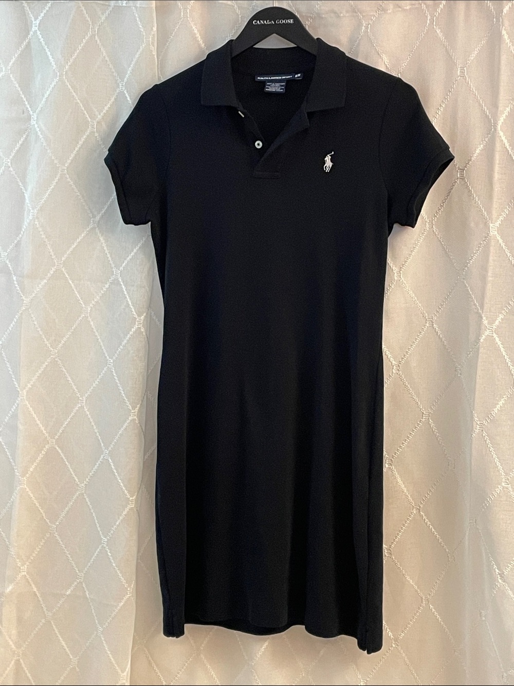 Ralph Lauren Black Polo Midi Dress with White Pony Logo Size Medium